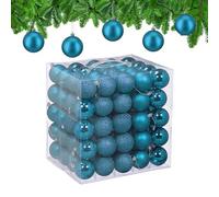 Relaxdays Christmas Baubles, Set of 100, Tree Ornaments, Holiday Decorations, Plastic, Shatterproof, 6 cm, Petrol