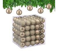 Relaxdays Christmas Baubles, Set of 100, Tree Ornaments, Holiday Decorations, Plastic, Shatterproof, 6 cm, Champagne