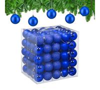 Relaxdays Christmas Baubles, Set of 100, Tree Ornaments, Holiday Decorations, Plastic, Shatterproof, 6 cm, Blue
