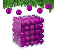 Relaxdays Christmas Baubles, Set of 100, Tree Ornaments, Holiday Decorations, Plastic, Shatterproof, 6 cm, Violet