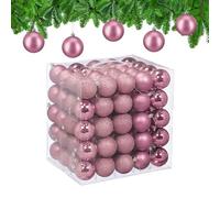Relaxdays Christmas Baubles, Set of 100, Tree Ornaments, Holiday Decorations, Plastic, Shatterproof, 6 cm, Pink