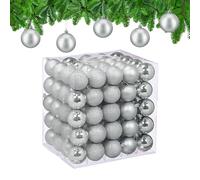 Relaxdays Christmas Baubles, Set of 100, Tree Ornaments, Holiday Decorations, Plastic, Shatterproof, 6 cm, Silver