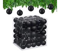 Relaxdays Christmas Baubles, Set of 100, Tree Ornaments, Holiday Decorations, Plastic, Shatterproof, 6 cm, Black