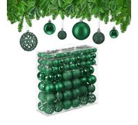 Relaxdays Christmas Baubles Set of 150, Glitter, Matte & Shiny Tree Baubles, Plastic, Diameter 3, 4 & 6 cm, Dark Green