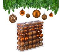 Relaxdays Christmas Baubles Set of 150, Glitter, Matte & Shiny Tree Baubles, Plastic, Diameter 3, 4 & 6 cm, Orange
