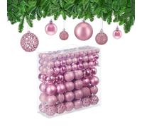 Relaxdays Christmas Baubles Set of 150, Glittering, Matt & Shiny Surfaces, Tree Ornaments, Plastic, ∅ 3, 4 & 6 cm, Pink, 7 x 6 x 6 cm