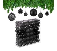 Relaxdays Christmas Baubles Set of 150, Glittering, Matt & Shiny Surfaces, Tree Ornaments, Plastic, ∅ 3, 4 & 6 cm, Black, 7 x 6 x 6 cm