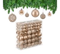 Relaxdays Christmas Baubles Set of 150, Glittering, Matt & Shiny, Tree Ornaments, Plastic, ∅ 3, 4 & 6 cm, Champagne