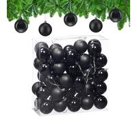 Relaxdays Christmas Baubles, Set of 50, Festive Tree Ornaments, D: 6 cm, Holiday Decorations, Matte & Shiny, Black