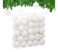 Relaxdays Christmas Baubles, Set of 50, Festive Tree Ornaments, D: 6 cm, Holiday Decorations, Matte & Shiny, White