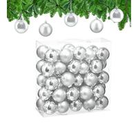 Relaxdays Christmas Baubles, Set of 50, Festive Tree Ornaments, D: 6 cm, Holiday Decorations, Matte & Shiny, Silver