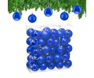 Relaxdays Christmas Baubles, Set of 50, Festive Tree Ornaments, D: 6 cm, Holiday Decorations, Matte & Shiny, Blue