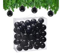 Relaxdays Christmas Baubles, Set of 50, Festive Tree Ornaments, D: 6 cm, Holiday Decorations, Plastic, Shiny, Black