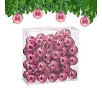 Relaxdays Christmas Baubles, Set of 50, Festive Tree Ornaments, D: 6 cm, Holiday Decorations, Plastic, Shiny, Pink