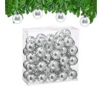 Relaxdays Christmas Baubles, Set of 50, Festive Tree Ornaments, D: 6 cm, Holiday Decorations, Plastic, Shiny, Silver