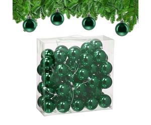 Relaxdays Christmas Baubles, Set of 50, Festive Tree Ornaments, D: 6 cm, Holiday Decorations, Plastic, Shiny, Dark Green