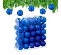 Relaxdays Christmas Baubles, Set of 50, Tree Ornaments, Holiday Decorations, Plastic, Shatterproof, 6 cm, Blue