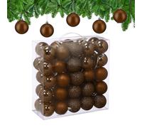 Relaxdays Christmas Baubles, Set of 50, Tree Ornaments, Holiday Decorations, Plastic, Shatterproof, 6 cm, Brown