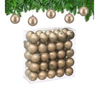 Relaxdays Christmas Baubles, Set of 50, Tree Ornaments, Holiday Decorations, Plastic, Shatterproof, 6 cm, Champagne