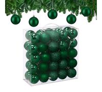 Relaxdays Christmas Baubles, Set of 50, Tree Ornaments, Holiday Decorations, Plastic, Shatterproof, 6 cm, Dark Green