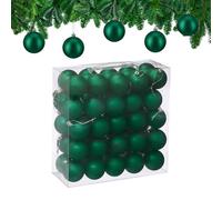 Relaxdays Christmas Baubles, Set of 50, Tree Ornaments, Holiday Decorations, Plastic, Shatterproof, 6 cm, Matte, Green