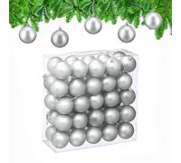 Relaxdays Christmas Baubles, Set of 50, Tree Ornaments, Holiday Decorations, Plastic, Shatterproof, 6 cm, Matte, Silver