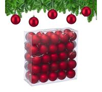 Relaxdays Christmas Baubles, Set of 50, Tree Ornaments, Holiday Decorations, Plastic, Shatterproof, 6 cm, Matte, Red