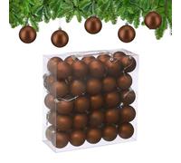 Relaxdays Christmas Baubles, Set of 50, Tree Ornaments, Holiday Decorations, Plastic, Shatterproof, 6 cm, Matte, Brown