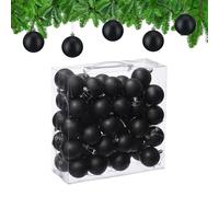 Relaxdays Christmas Baubles, Set of 50, Tree Ornaments, Holiday Decorations, Plastic, Shatterproof, 6 cm, Matte, Black