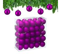 Relaxdays Christmas Baubles, Set of 50, Tree Ornaments, Holiday Decorations, Plastic, Shatterproof, 6 cm, Matte, Violet