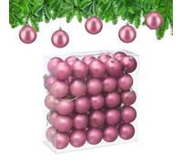 Relaxdays Christmas Baubles, Set of 50, Tree Ornaments, Holiday Decorations, Plastic, Shatterproof, 6 cm, Matte, Pink
