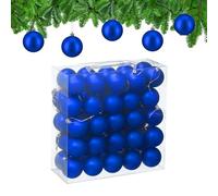 Relaxdays Christmas Baubles, Set of 50, Tree Ornaments, Holiday Decorations, Plastic, Shatterproof, 6 cm, Matte, Blue