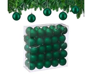 Relaxdays Christmas Baubles, Set of 50, Tree Ornaments, Holiday Decorations, Plastic, Shatterproof, 6 cm, Matte, Green
