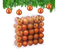 Relaxdays Christmas Baubles, Set of 50, Tree Ornaments, Holiday Decorations, Plastic, Shatterproof, 6 cm, Orange