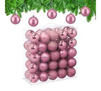Relaxdays Christmas Baubles, Set of 50, Tree Ornaments, Holiday Decorations, Plastic, Shatterproof, 6 cm, Pink