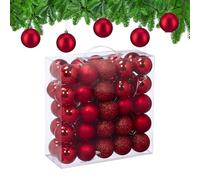 Relaxdays Christmas Baubles, Set of 50, Tree Ornaments, Holiday Decorations, Plastic, Shatterproof, 6 cm, Red