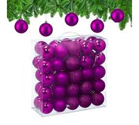 Relaxdays Christmas Baubles, Set of 50, Tree Ornaments, Holiday Decorations, Plastic, Shatterproof, 6 cm, Violet