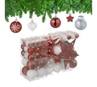 Relaxdays Christmas Ornaments, Set of 101, Glittering, Tree Decorations, Baubles & Stars, Plastic, Traditional, Brown