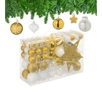 Relaxdays Christmas Baubles Set of 101, Glittering, Tree Decorations, Spheres & Spikes, Plastic, Traditional, Gold