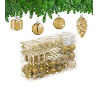 Relaxdays Christmas Baubles Set of 72, Glittering, Matt & Shiny Tree Decorations, Boots, Heart & Cones, Plastic, Gold, 24 x 38 x 12 cm