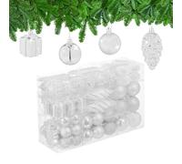 Relaxdays Christmas Ornaments, Set of 72, Glittering, Tree Decorations, Baubles & Cones, Plastic, Hearts & Boots, White, 24 x 38 x 12 cm