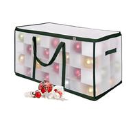 Relaxdays Christmas Storage, 128, HWD: 37x73x36 cm, Plastic, Cardboard, Bauble Box, Transparent/Green, Fleece, H x W x D: 37 x 73 x 36 cm