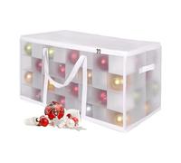 Relaxdays Christmas Storage, 128, HWD: 37x73x36 cm, Plastic, Cardboard, Bauble Box, Transparent/White, Fleece, 37 x 73 x 36 cm
