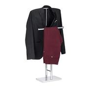 Relaxdays Chrome Men’s Valet Stand, Freestanding Towel Rack, Double Rail, HWD: 106x49x20 cm, Silver