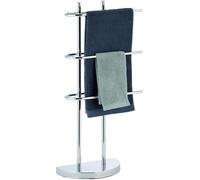 Relaxdays Chrome Towel Rack, 3 Tiers, Half-Round Base, Freestanding Towel Holde