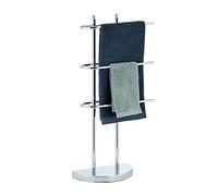 Relaxdays Chrome Rack, 3 Tiers, Half-Round Base, Freestanding Towel Holder, Metal, HWD: 83x40x18 cm, Silver, Iron