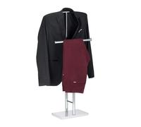 Relaxdays Chrome Men’s Valet Stand, Freestanding Towel Rack, Double Rail, HWD: 106x49x20 cm, Silver