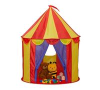 Relaxdays Circus Play Tent, for Children, Indoor, HxD: 125 x 95 cm, Folding, Kids & Toddler Toy, Multicoloured, Polyester, Plastic