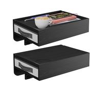 Relaxdays Clamp-On Bedside Table Set of 2, Bamboo, Drawer, HxWxD: 14×37×26.5 cm, Hanging Shelf, Black