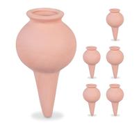 Relaxdays Clay Cone Set of 6, Houseplants & Flowerbeds, Automatic Watering, Ceramic, for Vacation & Office, Terracotta, 12 x 6 cm